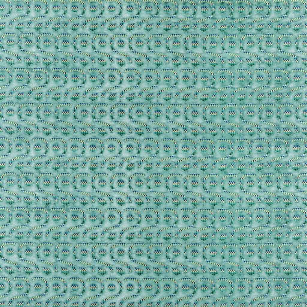 Schitterende azureblauwe stof, Latticino azure van Designers Guild