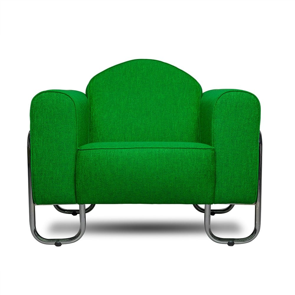 een buisframe fauteuil dyker 30 in een felle groene kleur