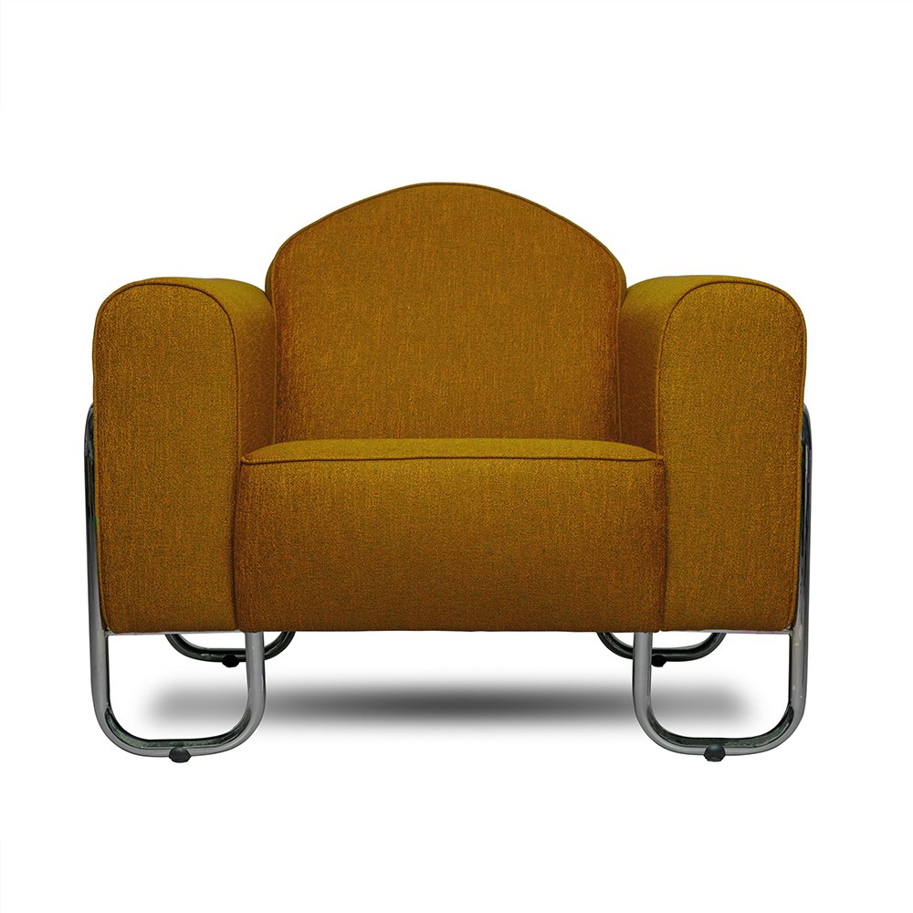 Buisframe fauteuil Dyker 30 in de bruine kleur Eriska saffron