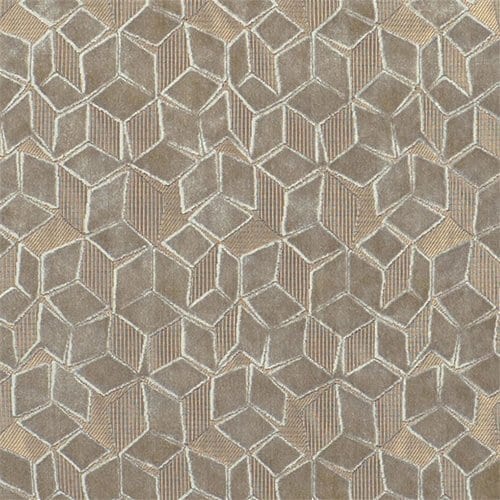 De fluwelen stof Fitzrovia natural met off-set geometrisch patroon van Designers Guild