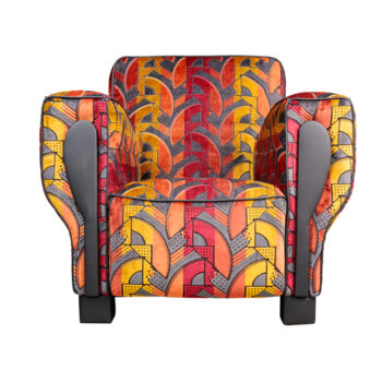 art deco fauteuil rood geel bruin zwart
