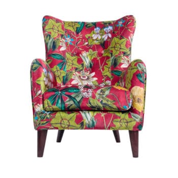 Moorfauteuil passiflora rouge met print