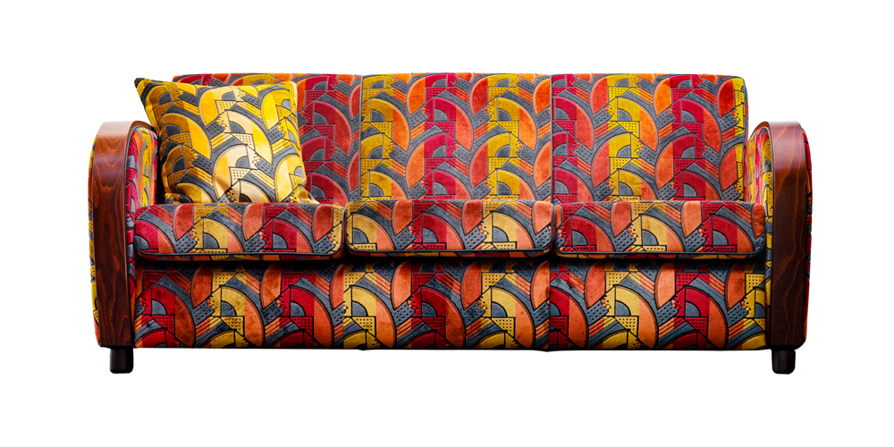 Art Deco Rooker 02 bank kopen met zitcomfort en stijl, in compact en tijdloos design met rijke Oriënt Express-stof