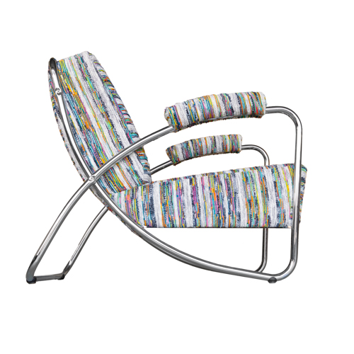 Dyker 20 Zanshi fauteuil – modern buisframe, fuchsia strepen en eigentijds comfort