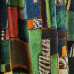 kleurrijke velours gordijnen raku patchwork designers guild op maat gemaakt